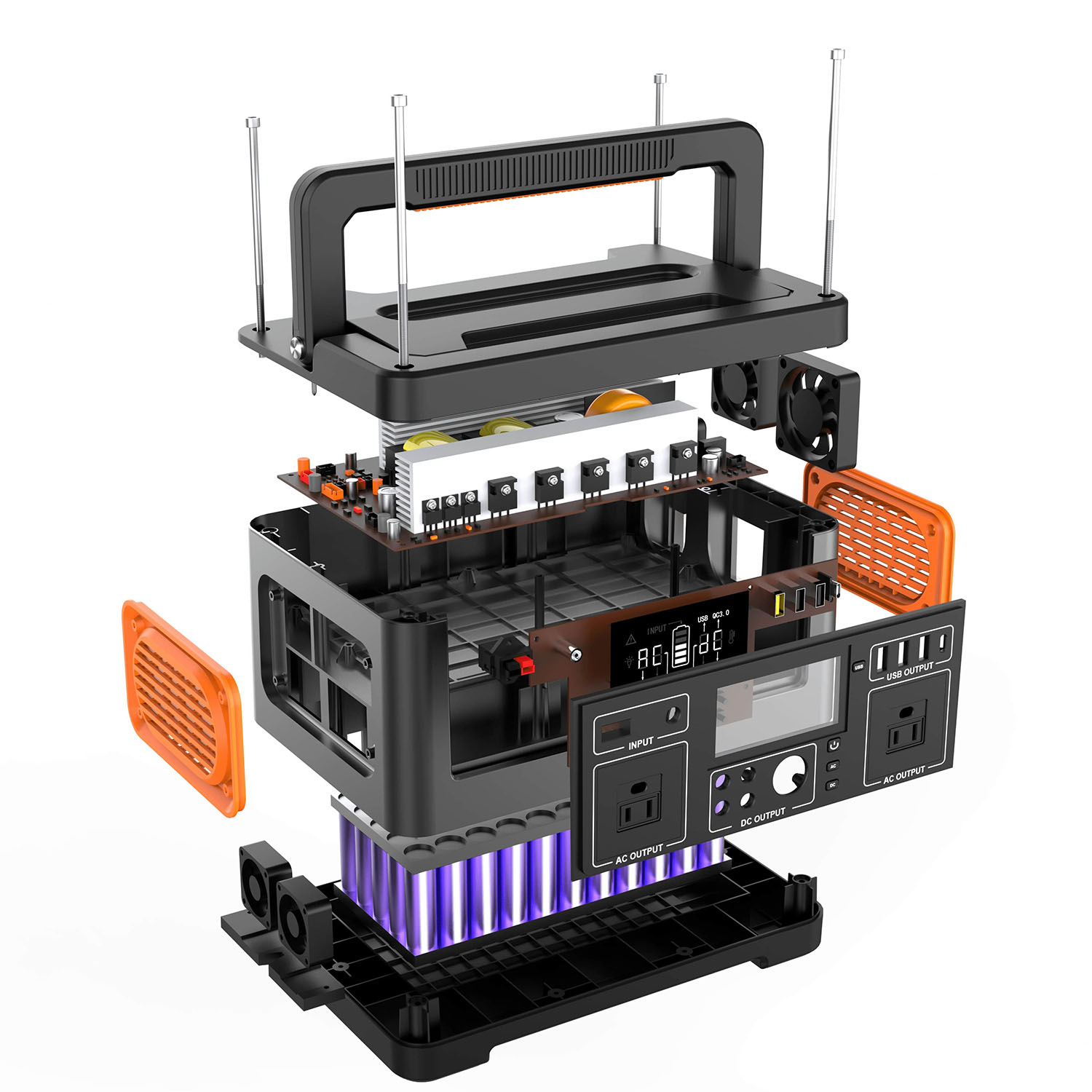 portable solar power station 500w exploded view